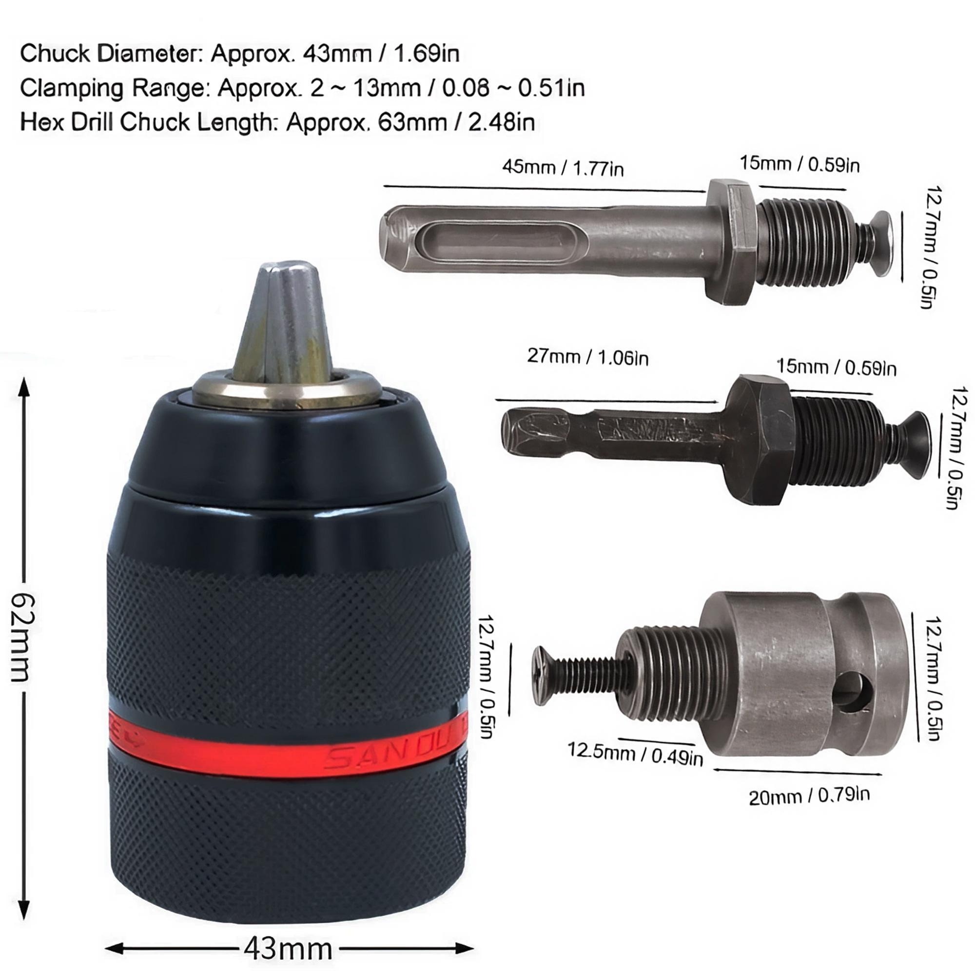 4Pcs 2-13mm 키리스 금속 드릴 척 SDS 어댑 - Screwdriver Set Precision 리뷰 및 가격